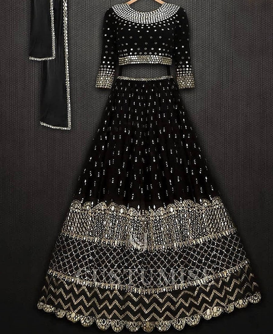 black designer embroidery work lehenga choli for women